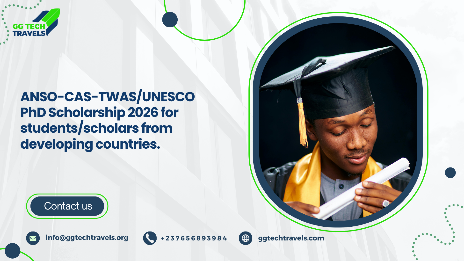 ANSO-CAS-TWAS/UNESCO PhD Scholarship 2026 for students/scholars from developing countries.